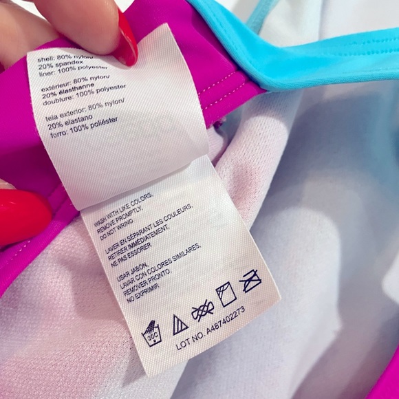 Girls Speedo One Piece Professional pool Swimsuit Bathing Suit Pink Blue Size 10 - Picture 4 of 6